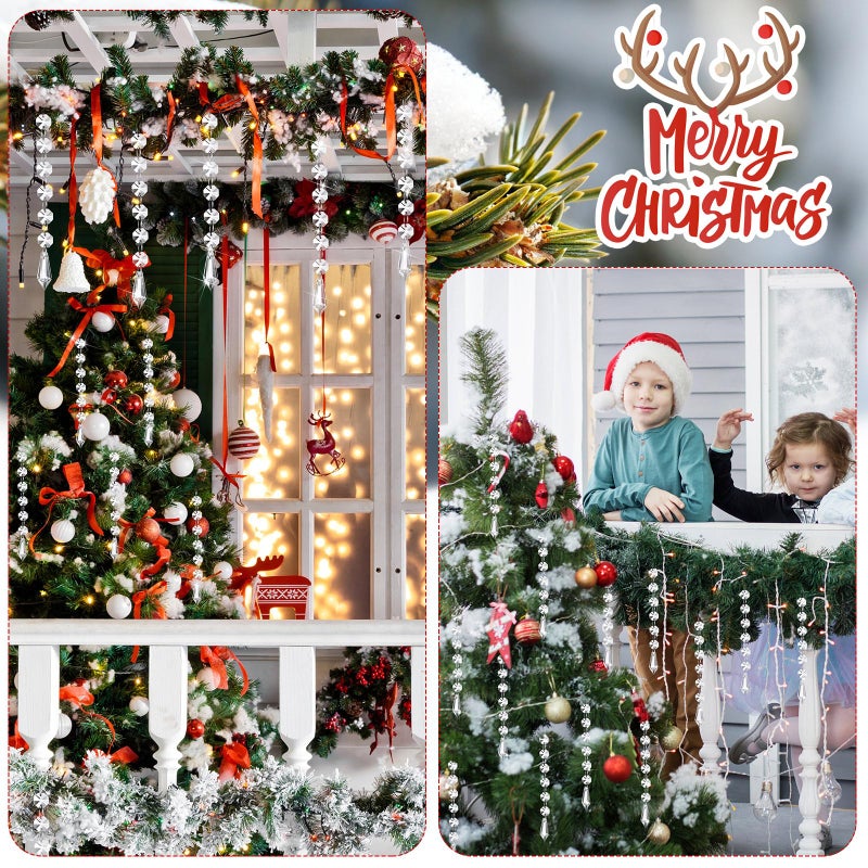 Nuenen 100 Pcs Acrylic Hanging Crystals for Centerpieces Chandelier Clear Crystal Garland Strands Ornament Acrylic Clear Beads Prisms Pendant for Christmas Tree Window Home Decoration(Icicle) - Image 5