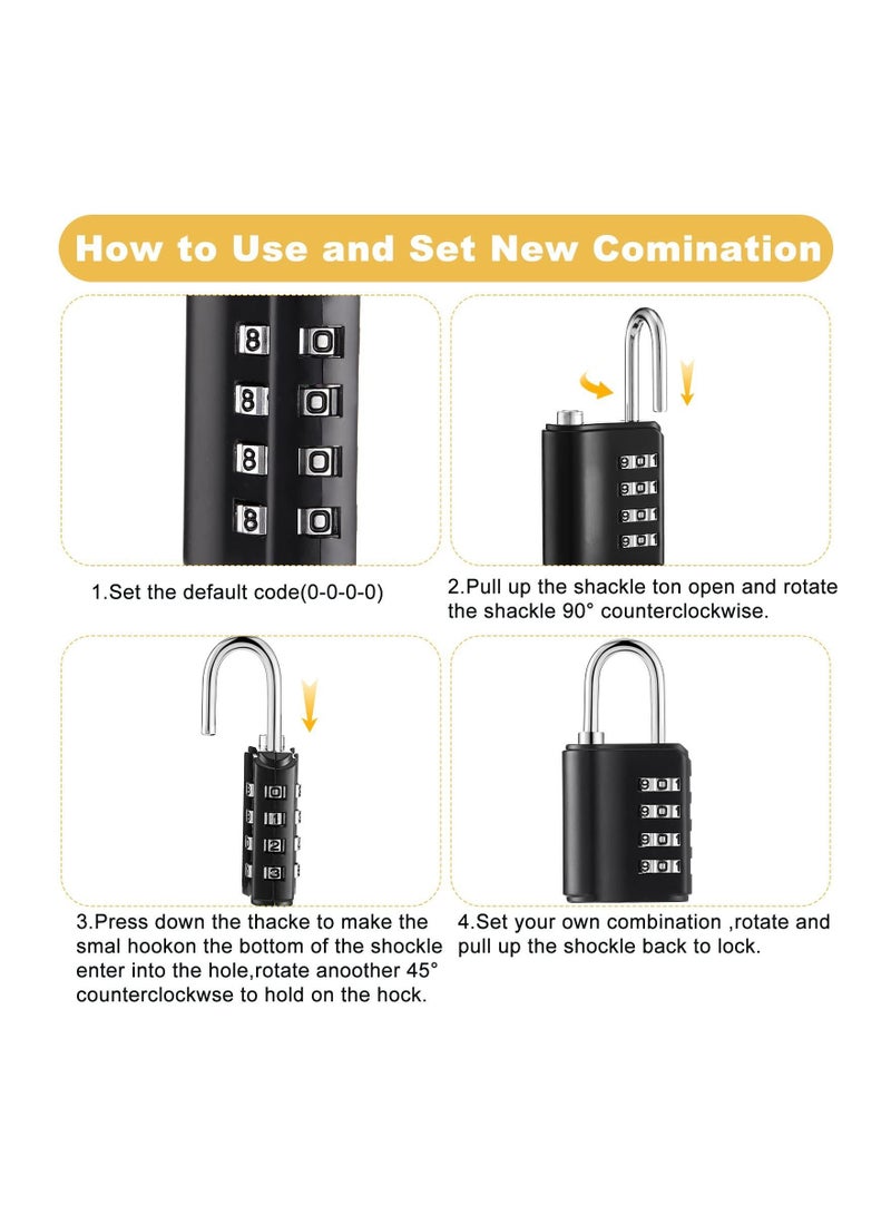 4 Pcs Combination Padlock, Digit Resettable Security Padlock with Keys, for School Sports Gym or Locker, Fence, Toolbox, Case, Hasp Storage and Employee Locker - Image 3