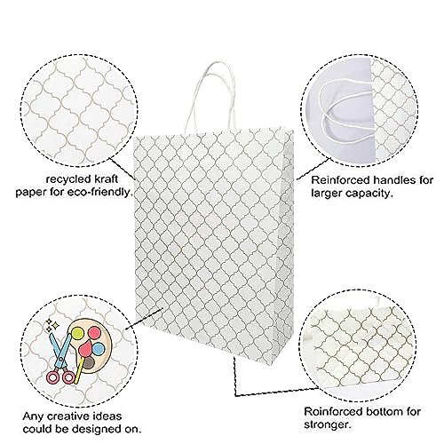 Aakriti Craft Paper Bags, Carry Bag For Wedding Party Craft Retail Packaging, Recycled Twist Handles Colorful White Gift Bags Shopping Bags | Small Size: 10 x 8 x 3 Inch (10 PCS) - Image 4