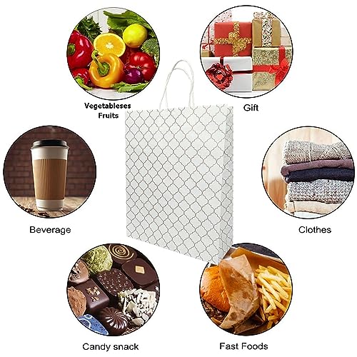 Aakriti Craft Paper Bags, Carry Bag For Wedding Party Craft Retail Packaging, Recycled Twist Handles Colorful White Gift Bags Shopping Bags | Small Size: 10 x 8 x 3 Inch (10 PCS) - Image 3