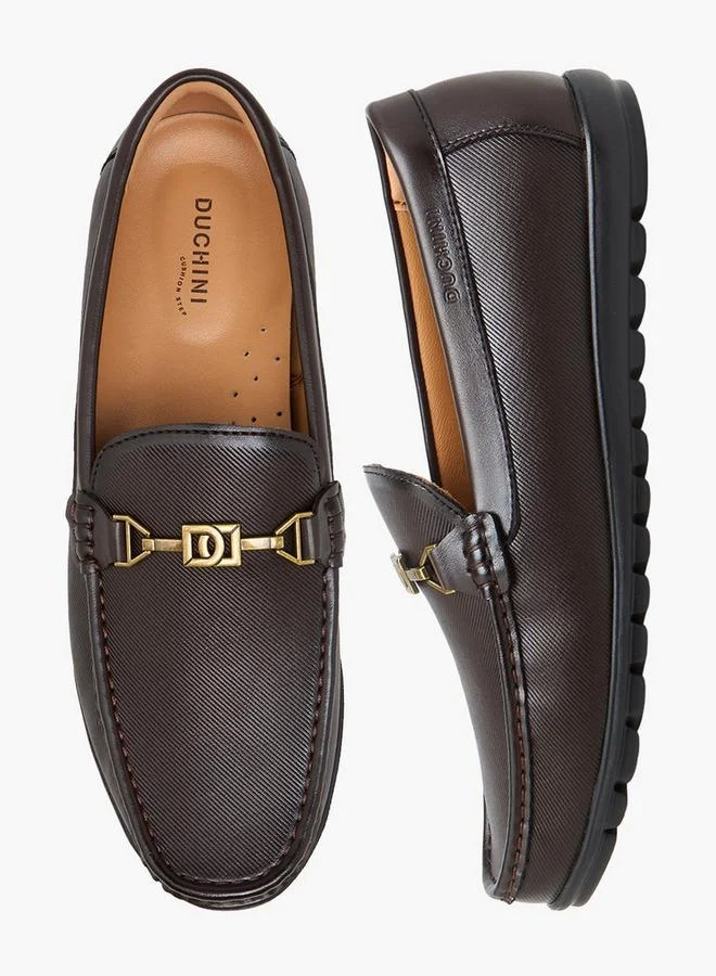 Duchini Men Metallic Accent Slip-On Loafers