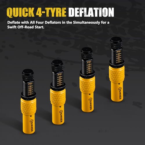 BUNKER INDUST Adjustable Auto-Stop Tire Deflator Valve Kit (10-30 PSI),4 PCS Tire Air Down Tool Offroad 4x4 Accessories with Storage Pouch, Rotate Detach, Scales Precise, for Car Trucks RVs UTVs - Image 3
