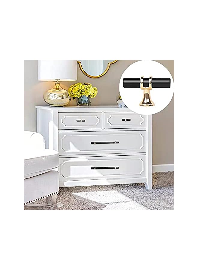 The Bros 10 Pack Matte Knobs Black Gold Cabinet Pulls, Kitchen Cabinet Knobs T Bar Pull Drawer Knob, Modern Bedroom Furniture Bar Dresser Drawer Single Hole Knobs, Zinc Alloy Base - Image 2