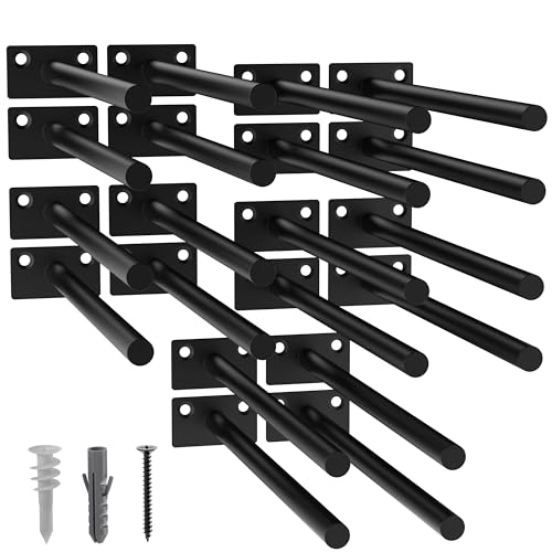 LEOPO 20Pack 10 inch Floating Shelf Brackets Hidden Shelf Bracket for Wood Concealed Blind Shelving SupportInvisible Black Coated Brackets for DIY DecorativeFit for Kitchen BathroomStudy Room - Image 1