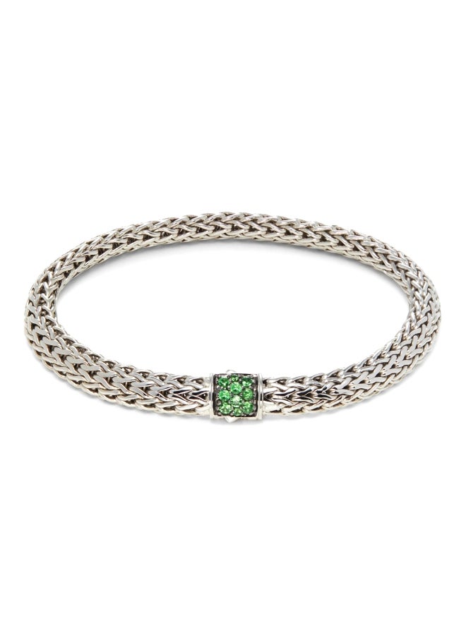 John Hardy - Sterling Silver and Tsavorite Braided Chain Bracelet for Women One Size - Image 1