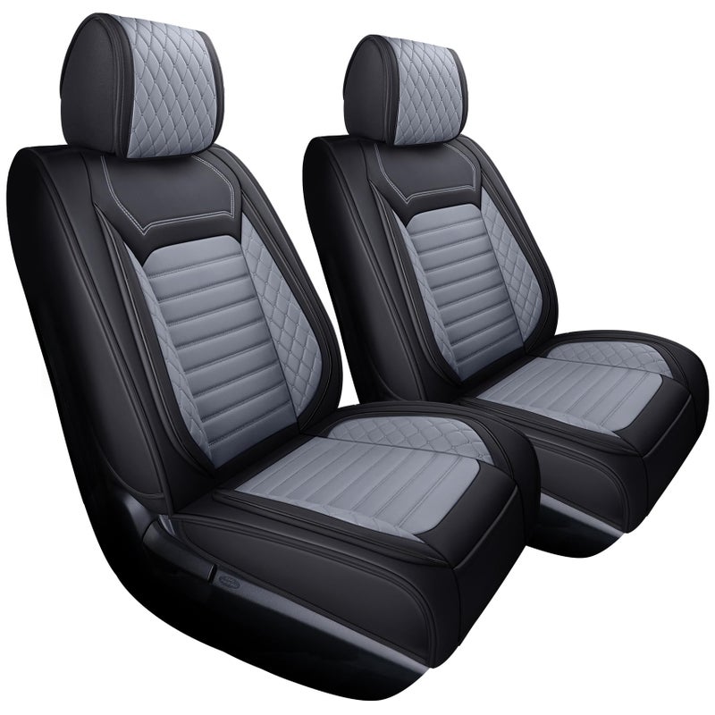 Aierxuan Truck Seat Covers Compatible with Toyota Tundra Pickup Custom Fit 20082025 Crewmax Double Cab Waterproof Leather Airbag Compatible Cushions2 PCS FrontBlackGrey
