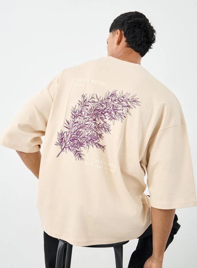 Styli Styli Men Off White Graphic Print Boxy Fit T-Shirt
