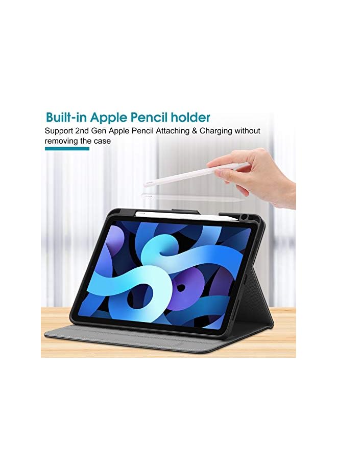 Procases iPad Air 5 Air 4 Case 10.9", Leather Stand Folio Protective Cover Case with Pencil Holder for 10.9 inch iPad Air 4th 2020/Air 5th 2022 -Black - Image 3