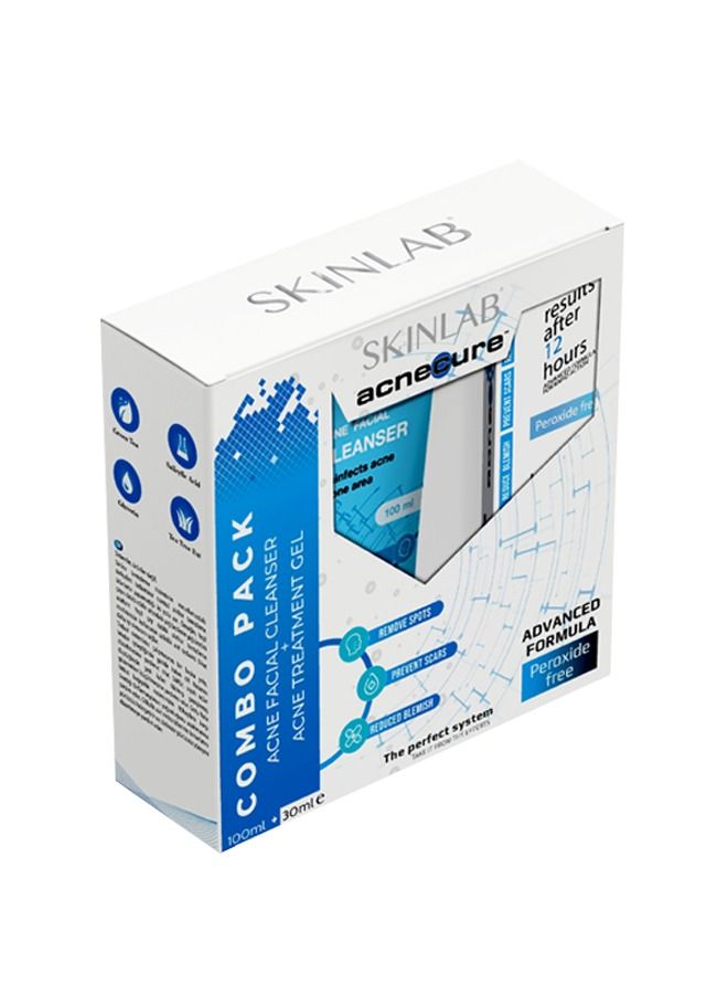 SKINLAB COMBO PACK Acne Facial Cleanser and Acne Treatment Gel | Advanced Formula | Peroxide Free | Remove Spots | Prevent Scars | Reduce Blemish - Image 1