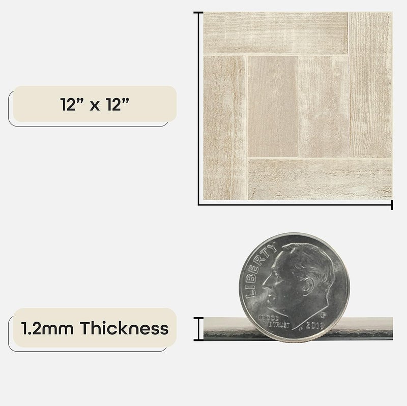Home Furnishings Nexus Self Adhesive 12-Inch Vinyl Floor Tiles, 20 Tiles - 12" x 12", Saddlewood Pattern - Peel & Stick, DIY Flooring for Kitchen, Dining Room, Bedrooms & Bathrooms by Decor - Image 3
