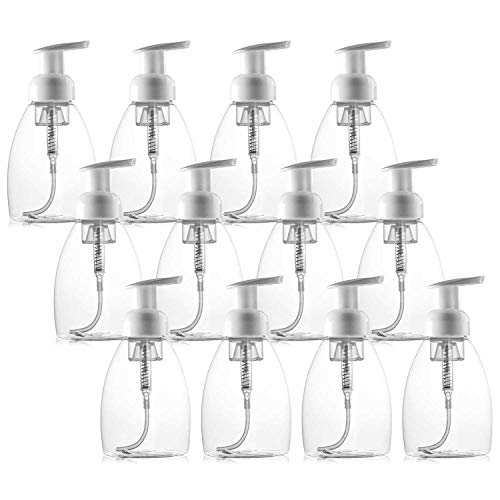 Bekith 12 Pack Foaming Soap Dispenser Pump Bottles, 8oz (250ml) Foaming Hand Soap Dispenser, Refillable Liquid Soap Foaming Dispenser, Empty Plastic Bottles for Kitchen, Bathroom, Commercial, Clear - Image 1