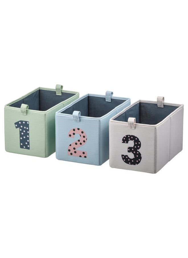 Generic Box, set of 3, green blue/beige, 17x27x17 cm  - Image 1