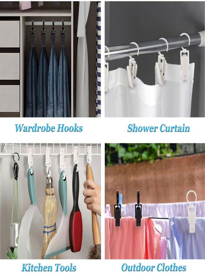 VinBee 20 PCS Laundry Hooks with Clips Super Strong Plastic Home Travel Swivel Hanging Hanger Closet Organizer Clamps Socks Boot Bras Towels for Bathroom Wardrobe Kitchen Office - 4.3 Inches (White) - Image 3