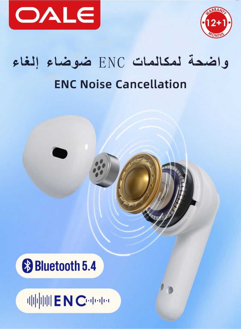 OALE iFree 14 TWS Earbuds, 35H Playtime, ENC Noise Cancellation, Smart Touch Sensor, Comes with Neck-Hanging Chain, Bluetooth 5.4, Type-C Charging Case - Image 3