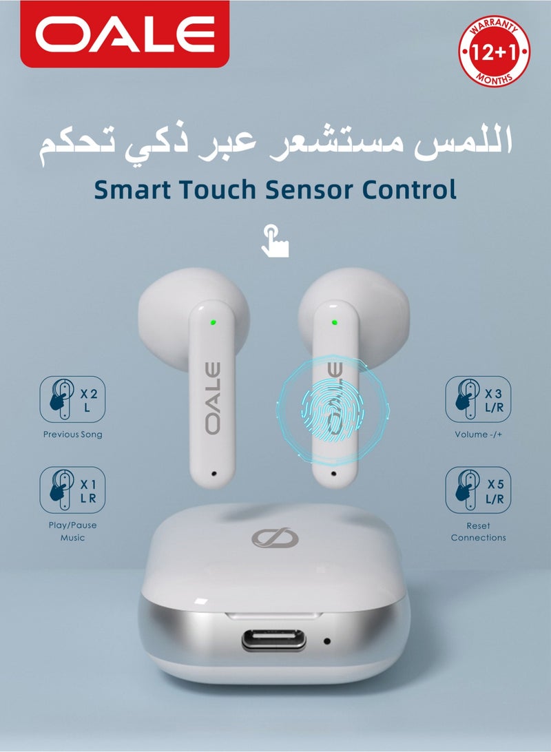 OALE iFree 14 TWS Earbuds, 35H Playtime, ENC Noise Cancellation, Smart Touch Sensor, Comes with Neck-Hanging Chain, Bluetooth 5.4, Type-C Charging Case - Image 4