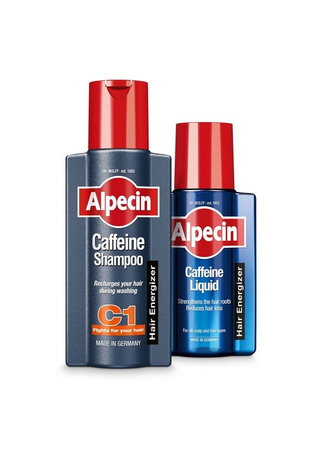 Alpecin Caffeine Shampoo C1 And Liquid | Natural Hair Growth For Men | Energizer For Strong Hair | Hair Care For Men | Set Of 250Ml Shampoo And 200Ml Liquid  - Image 1