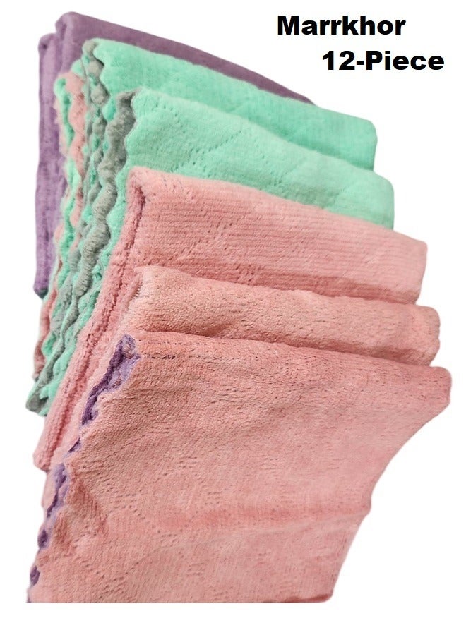 Marrkhor 12-Piece Microfiber Cleaning Cloth Set multicolor 30x30cm - Image 1