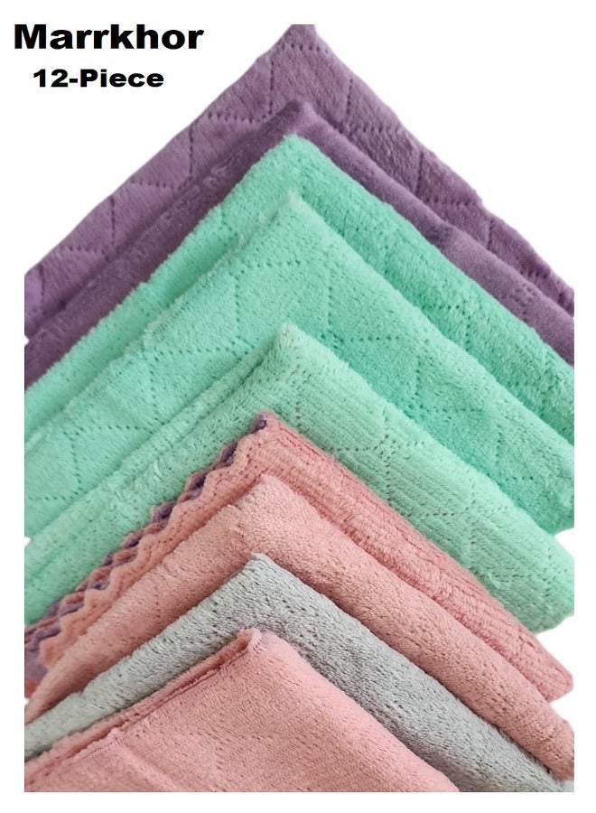 Marrkhor 12-Piece Microfiber Cleaning Cloth Set multicolor 30x30cm - Image 2