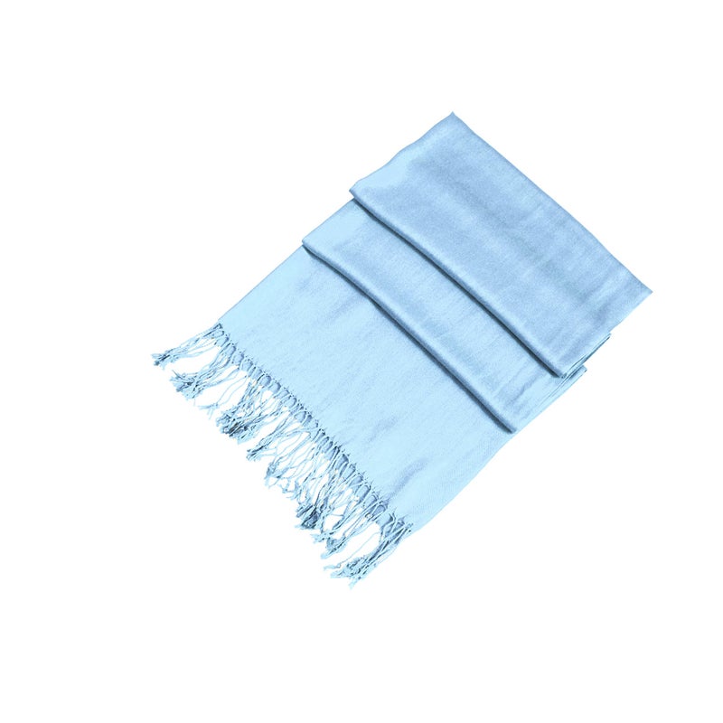 Sakkas Large Soft Silky Pashmina Shawl Wrap Scarf in Solid Colors - Baby Blue - Image 2