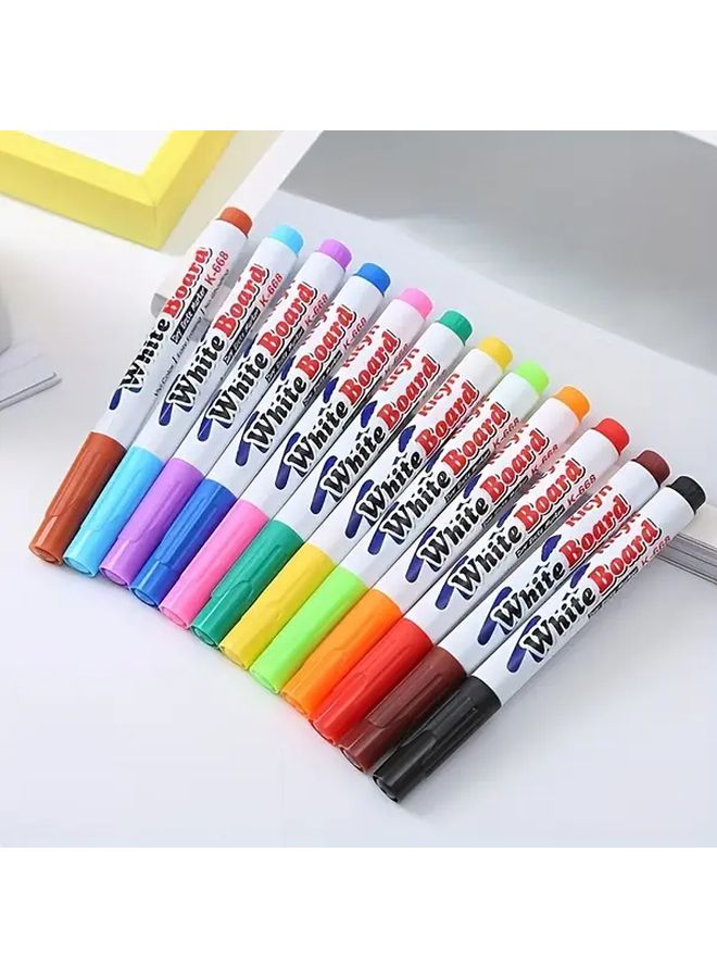 12 Colors Erasable Whiteboard Markers With Spoon Perfect For Students Teachers Office Writing Halloween Theme - Image 1