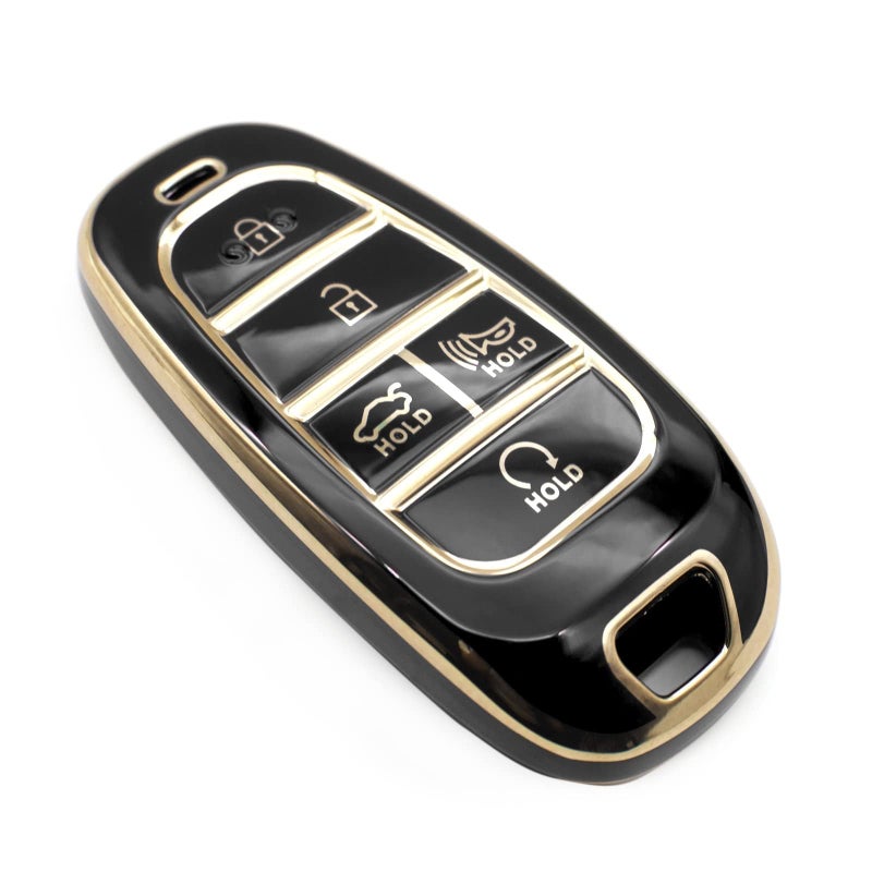 FEYOUN Key Fob Cover Compatible with Hyundai Sonata Santa Fe Tucson Ioniq Palisade Smart 5 Buttons TPU Remote Keyless Key Fob Case Protection Shell Accessories Black