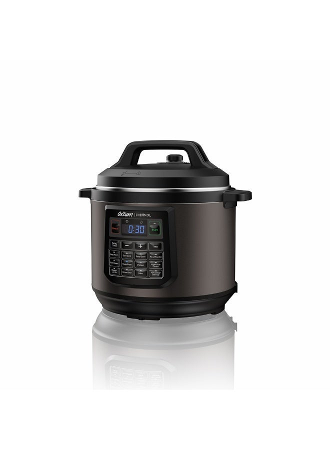 Arzum Chefim XL Multi Functional Pressure Cooker 8L 1200W 14 Cooking Functions LCD Display Non-Stick Inner Pot Glass Lid Steam Rack Black - Image 2