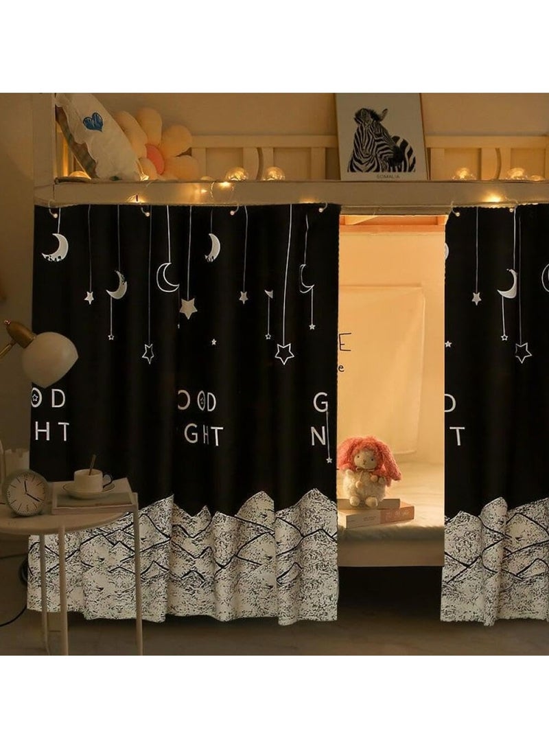 عام 2 قطعة ستارة سرير لسكن الطلاب، مصنوعة من قماش شبكي مانع لدخول الغبار لسرير الطابق العلوي بحلقات وحبل، مضادة للبعوض ومظلمة لتعزيز الخصوصية في ستائر سرير منفردة في سكن الطلاب. - Image 1