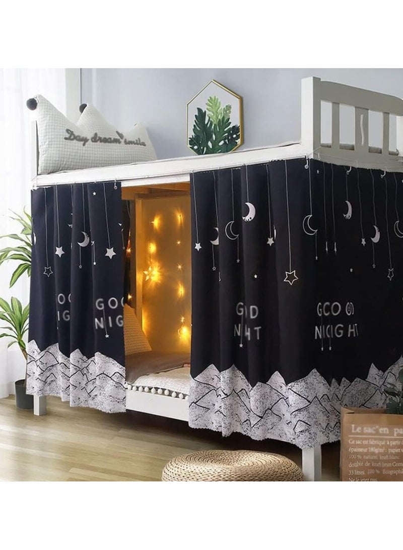 عام 2 قطعة ستارة سرير لسكن الطلاب، مصنوعة من قماش شبكي مانع لدخول الغبار لسرير الطابق العلوي بحلقات وحبل، مضادة للبعوض ومظلمة لتعزيز الخصوصية في ستائر سرير منفردة في سكن الطلاب. - Image 3