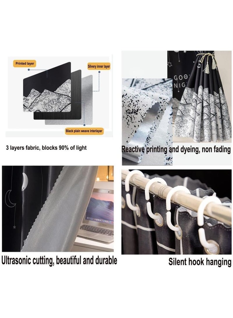 عام 2 قطعة ستارة سرير لسكن الطلاب، مصنوعة من قماش شبكي مانع لدخول الغبار لسرير الطابق العلوي بحلقات وحبل، مضادة للبعوض ومظلمة لتعزيز الخصوصية في ستائر سرير منفردة في سكن الطلاب. - Image 4