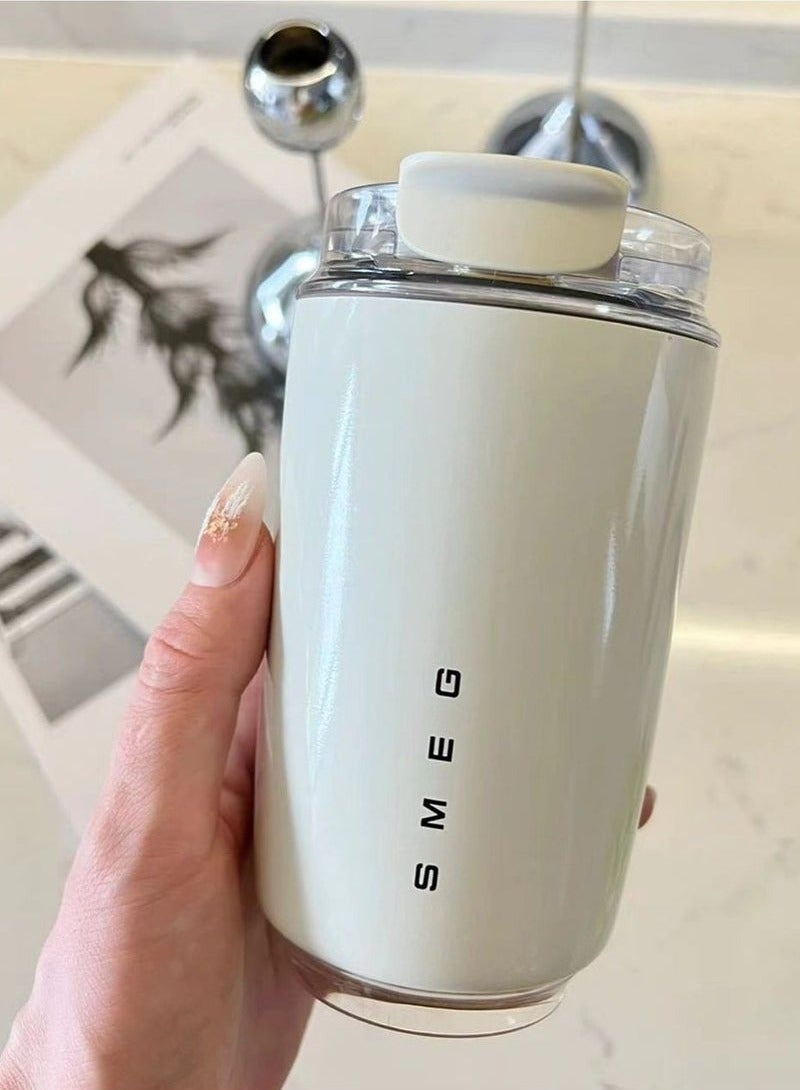Travel Coffee Mug, 320ml Insulated Beverage Cup With Leakproof Lid, Long Lasting Coffee Tumbler With Lid And Straw, Travel Coffee Thermos White  - Image 1