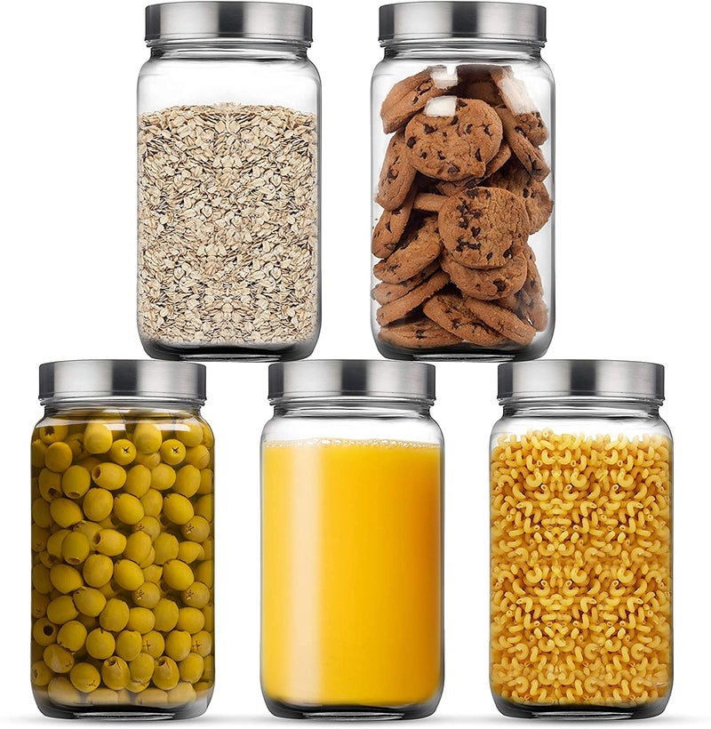 Brezzycloud Piramal Glass 4-Piece Cube Glass Container 1800Ml, Glass Jar With Air Tight Stainless Steel Lid For Kitchen Storage (1800Ml) (Set Of 4),Transparent - Image 5