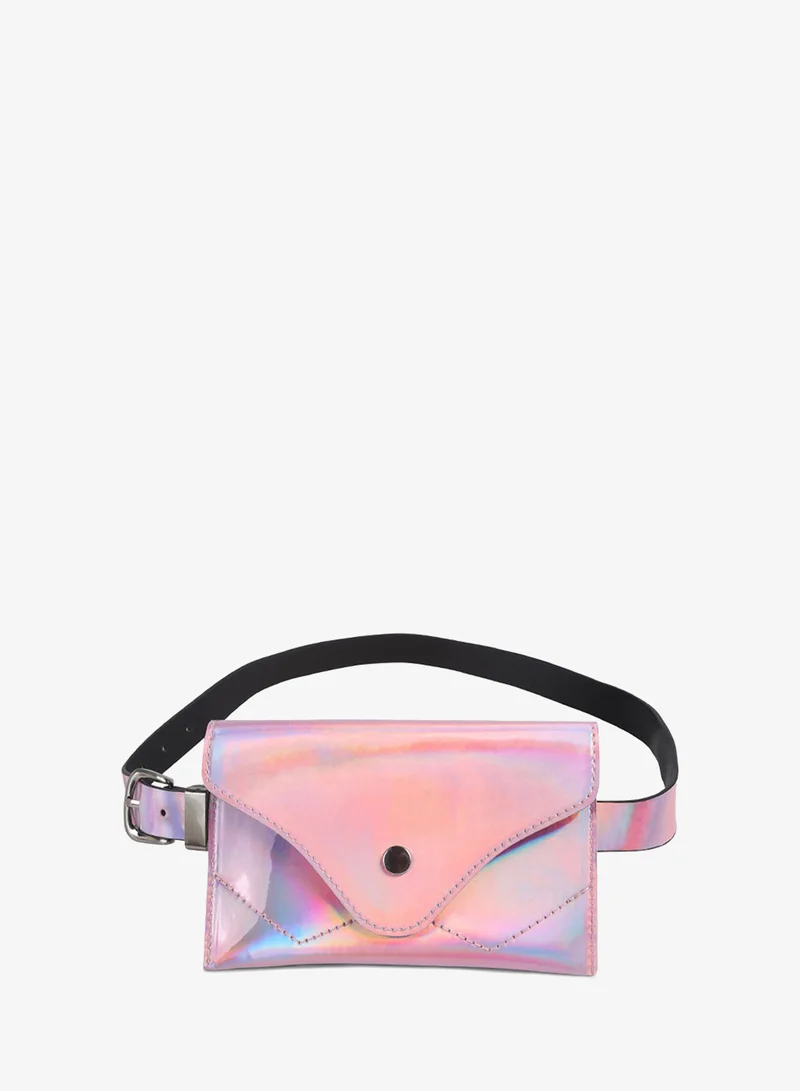 London Rag Pink Patent Shiny Strap Up Bag
