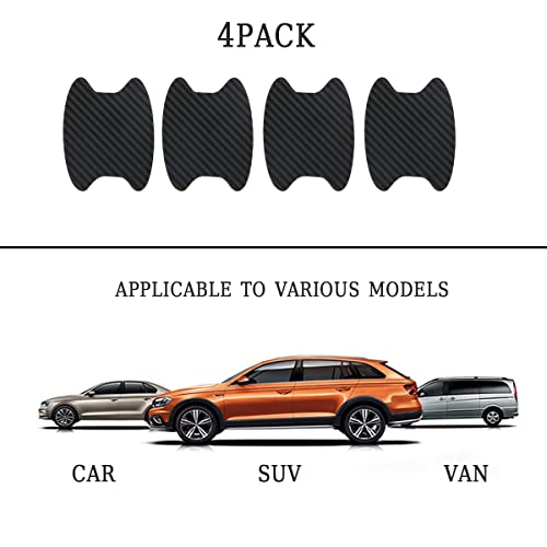 Buylogy (Black) 4Pcs Car Door Handle Cup Stickers, Carbon Fiber Scratch Auto Door Protective Film, Non-Marking Car Door Bowl Protector,Handle Paint Cover Guard - Carbon Fibre - Image 4