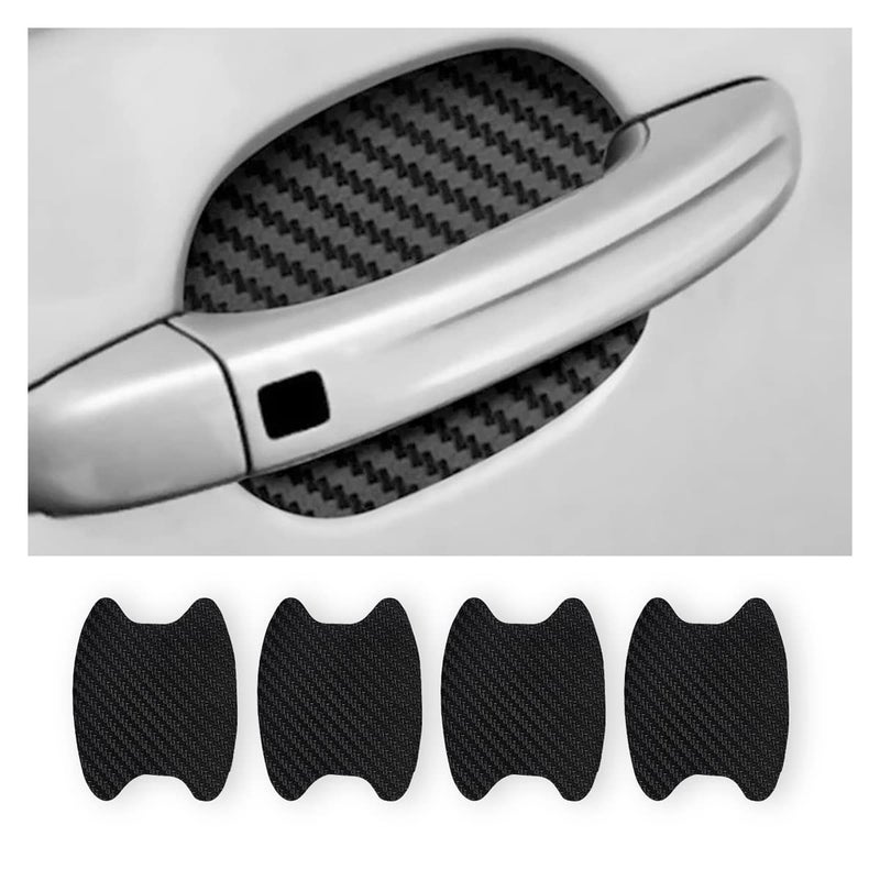 Buylogy (Black) 4Pcs Car Door Handle Cup Stickers, Carbon Fiber Scratch Auto Door Protective Film, Non-Marking Car Door Bowl Protector,Handle Paint Cover Guard - Carbon Fibre - Image 5