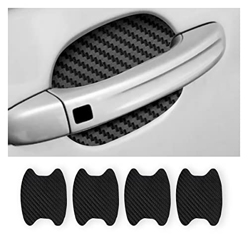 Buylogy (Black) 4Pcs Car Door Handle Cup Stickers, Carbon Fiber Scratch Auto Door Protective Film, Non-Marking Car Door Bowl Protector,Handle Paint Cover Guard - Carbon Fibre - Image 1