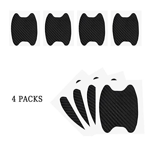 Buylogy (Black) 4Pcs Car Door Handle Cup Stickers, Carbon Fiber Scratch Auto Door Protective Film, Non-Marking Car Door Bowl Protector,Handle Paint Cover Guard - Carbon Fibre - Image 3