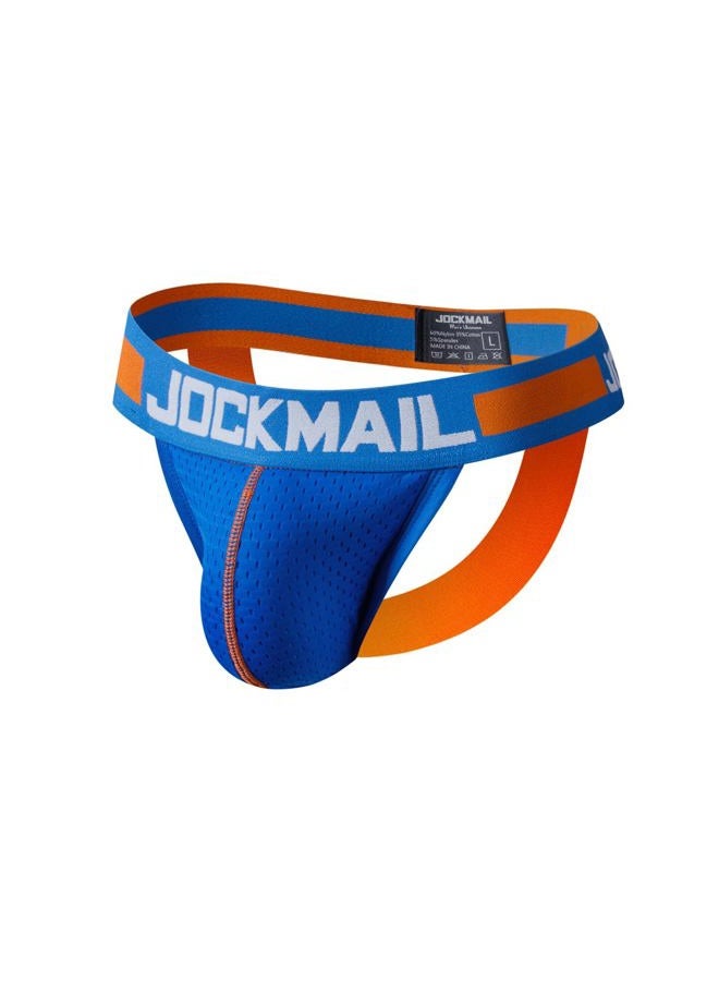 JOCKMAIL Mens Jockstrap Underwear Wide Belt Athletic Supporter Mens Thongs Sport Underwear Jock Strap, 201blue, M - Image 1