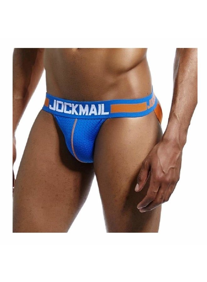 JOCKMAIL Mens Jockstrap Underwear Wide Belt Athletic Supporter Mens Thongs Sport Underwear Jock Strap, 201blue, M - Image 4