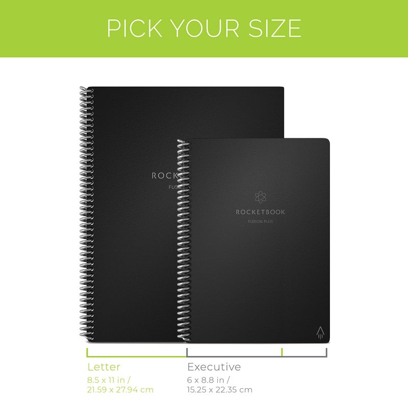 Rocketbook Smart Reusable Notebook, Fusion Plus Executive Size Spiral Notebook & Planner, Infinity Black, (6" x 8.8") - Image 2