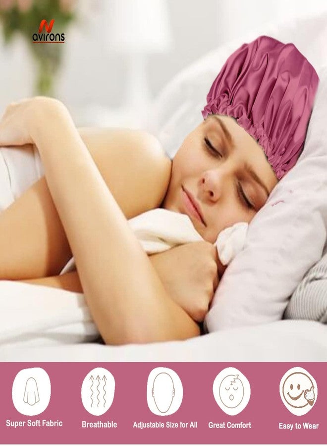Avirons Silk Hair Bonnet with Eye Mask for Sleeping | Silk Satin Bonnet Cap for Sleeping, Double Layer, Adjustable Night Hat | Sleeping Mask Blind Fold for Comfortable Sleep in Travelling - Image 2