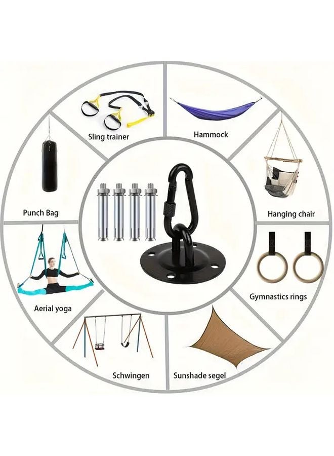 Black Heavy Duty Stainless Steel Swing Hooks 360 Rotatable Ceiling Hangers for Hammocks Chairs Lights - Image 1