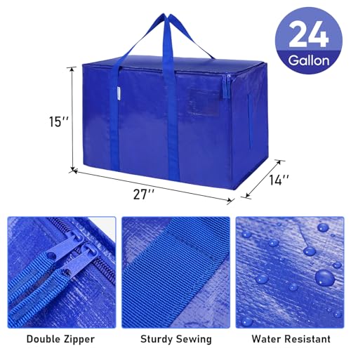 TICONN 2 Pack Extra Large Moving Bags with Zippers & Carrying Handles, Heavy-Duty Storage Tote Moving Boxes for Space Saving - Image 4