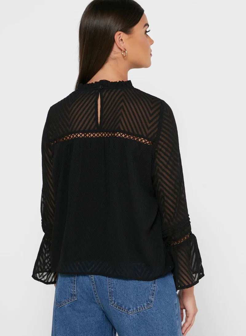ONLY High Neck Flute Sleeve Top