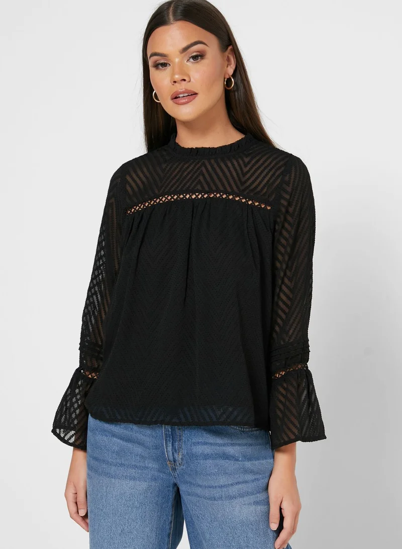 ONLY High Neck Flute Sleeve Top