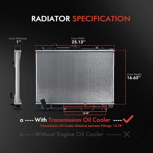 A-Premium مجموعة رادياتير سائل التبريد من A-Premium مع مبرد زيت النقل متوافقة مع ميتسوبيشي مونتيرو سبورت 1997-2003 2012-2015، V6 3.0L، ناقل حركة أوتوماتيكي - Image 2