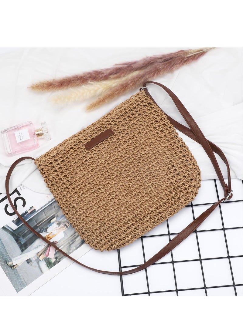 Zikra Elegant Hand-Woven Straw Crossbody Bag for Women - Lightweight Summer Beach Clutch with Adjustable Strap - Image 5