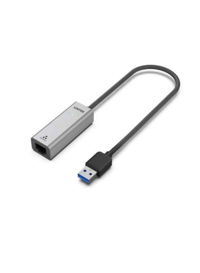 UNITEK محول UNITEK USB-A إلى Ethernet بسرعة جيجابت، رمادي فضائي، هيكل سبائك، 61.0 مم × 23.0 مم × 17.0 مم، نقل بيانات 10/100/1000 ميجابت في الثانية - Image 1