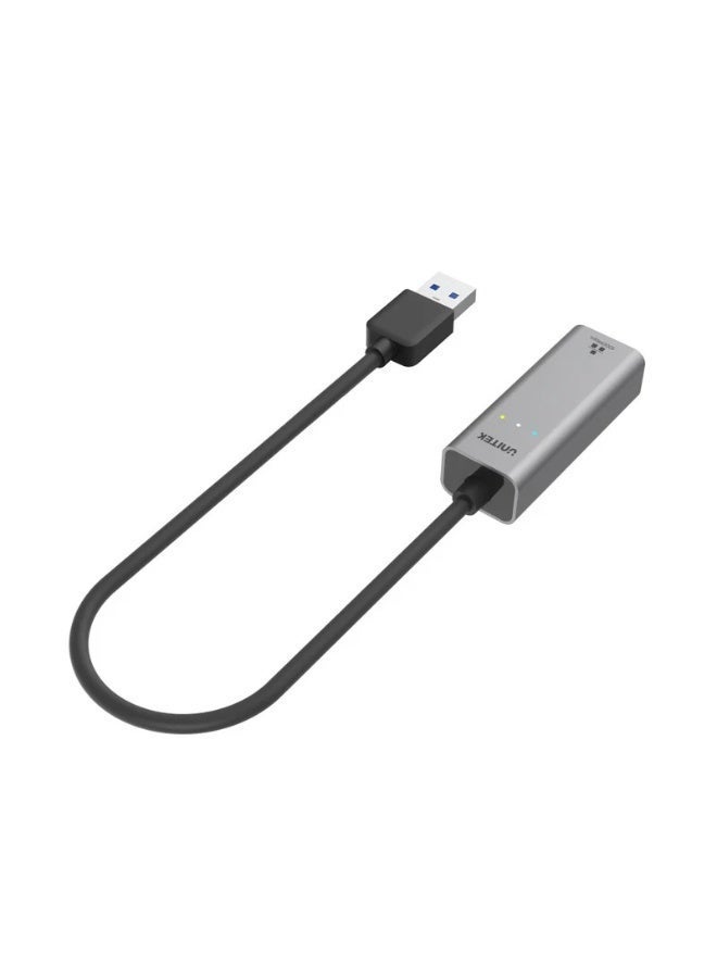 UNITEK محول UNITEK USB-A إلى Ethernet بسرعة جيجابت، رمادي فضائي، هيكل سبائك، 61.0 مم × 23.0 مم × 17.0 مم، نقل بيانات 10/100/1000 ميجابت في الثانية - Image 2