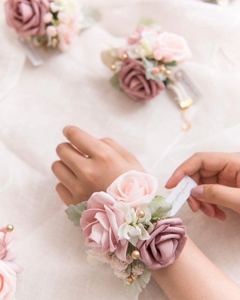 Ling's moment Ling's Moment Artificial Flowers Fake Roses Faux Foam Gardenia Combo for DIY Wedding Bouquets Centerpieces Arrangements Bridal Shower Party Home Decorations  Mauve & Blush  24pcs  - Image 4