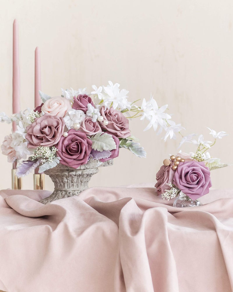 Ling's moment Ling's Moment Artificial Flowers Fake Roses Faux Foam Gardenia Combo for DIY Wedding Bouquets Centerpieces Arrangements Bridal Shower Party Home Decorations  Mauve & Blush  24pcs  - Image 5